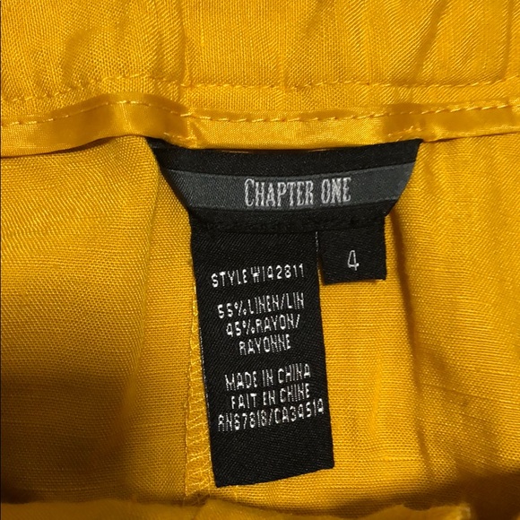 Chapter One linen yellow belted skirt 4 - Picture 2 of 3